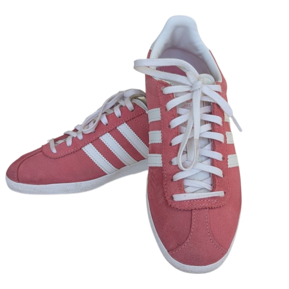 Adidas Pink and White Gazelle Sneakers